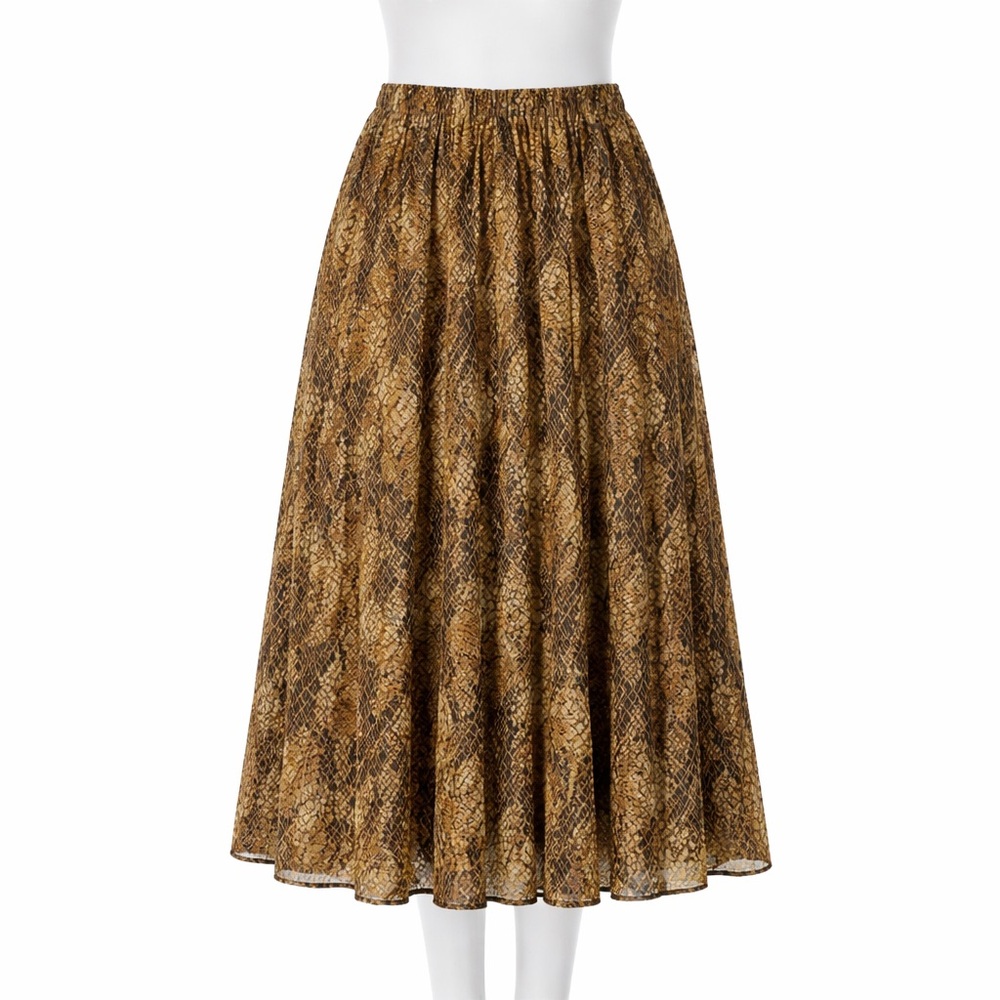 Marled Snake Print Midi Skirt | Elastic Waist | Size M